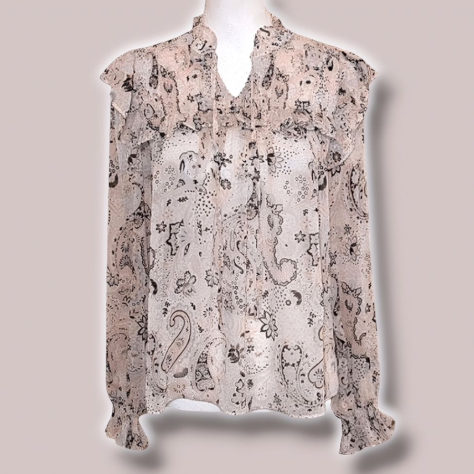 Maison D'amelie Victorian Sheer Ruffle Blouse M